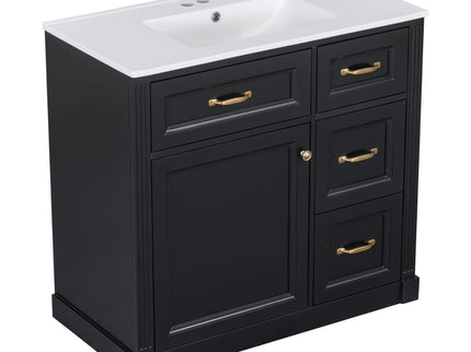 Modern Bathroom Vanity With Sink, 4 Drawers, Soft-Close Door, Adjustable Shelf