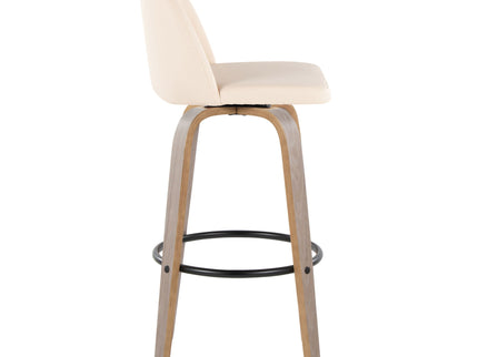 Toriano - Fixed Height Contemporary Barstool With Swivel With Round Footrest (Set of 2)