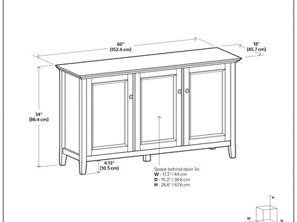 Amherst - Wide 3 Door Storage Cabinet - Hickory Brown