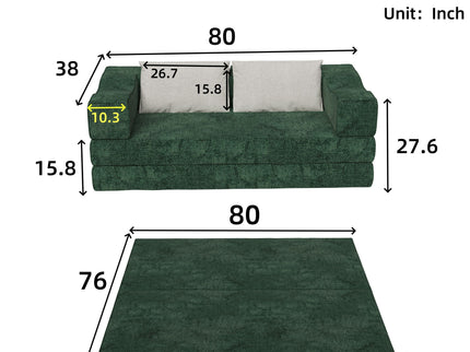 3 Seat Folding Floor Couch & King Size Bed Mattress