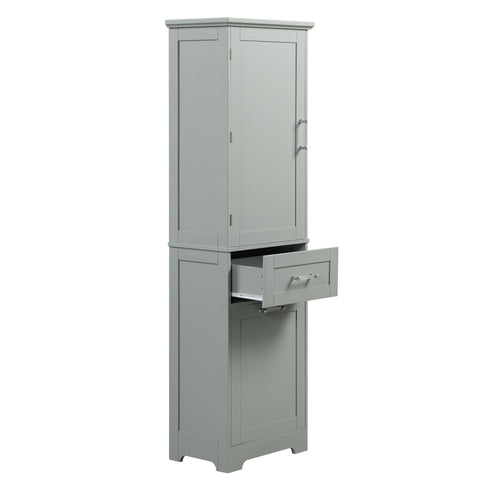 Tall Freestanding Bathroom Storage Cabinet With Adjustable Shelf And 2 Drawers
