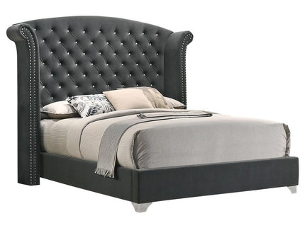 Melody Upholstered Queen Wingback Bed Grey