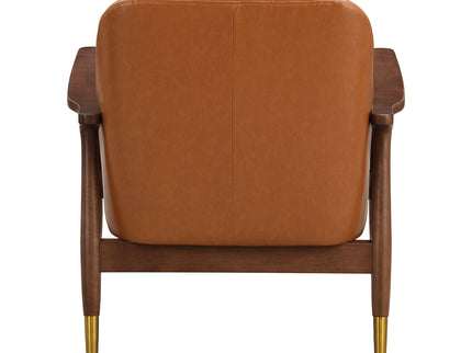 Mid - Century Accent Chair With Cushioned Seat, Brass Tipped Legs