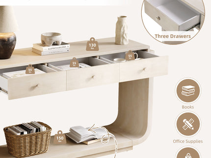 Console Table With 3 Drawers, Display Shelf