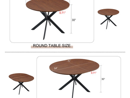 Extendable Round Dining Table - Walnut