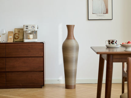 Tall Vase - Brown Decorative Floor Vase, Classic Neat Floor Vase Tall Freestanding Flower Holder, Artificial Rattan Vase, Floor Vase, Flower Holder For Home Decor - Gray