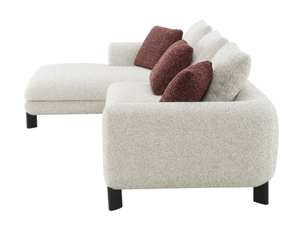 Mardi - Tweed Sectional Sofa With 3 Pillows - Maroon / Beige