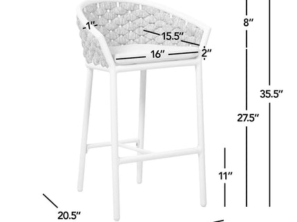 Rowan - Rope Barrel Low Back Patio Counter Stool (Set of 2) - Optic White