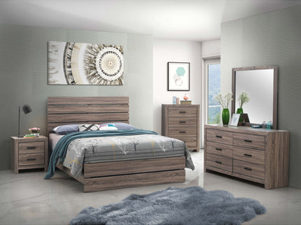 Geary - Panel Eastern King Bed With Slat - Oak