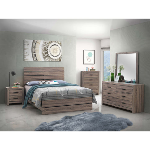 Geary - Panel Eastern King Bed With Slat - Oak