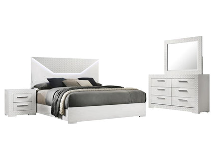 Ives 4-piece Queen Bedroom Set White High Gloss