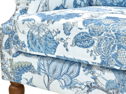 Accent Chair With Floral Upholstery And Nailhead Trim