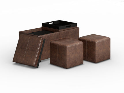 Avalon - 5 Piece Storage Ottoman, Contemporary
