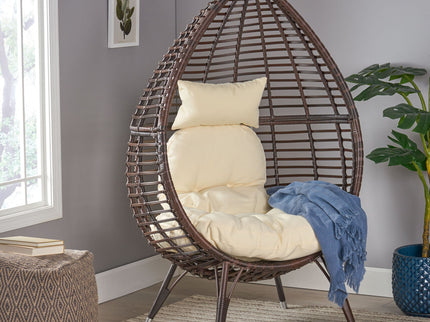 Cutter Teardrop Patio Chair With Water Resistant Cushion - Multi / Brown / Beige