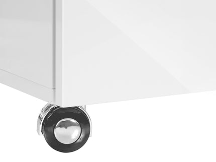 File Cabinet, Rolling Mobile, Storage Drawers, Printer Stand, Office, Work, Glossy Contemporary, Modern - White
