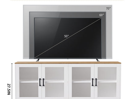 Farmhouse TV Stand With Solid Wood Gourd Shaped Legs For TVs Up To 70"