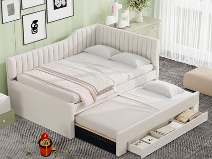 Upholstered Daybed With Trundle And 3 Drawers