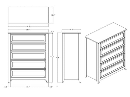 Melissa - 5 Piece Storage Bedroom Set With Padded Headboard
