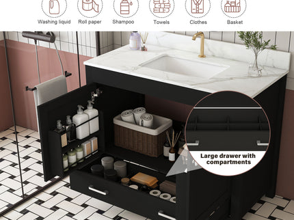 Bathroom Vanity Set, Fluted Cabinet, Soft Close Doors & Drawers - Black