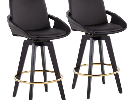 Cosmo - Contemporary Fixed Height Counter Stool With Swivel With Round Footrest (Set of 2)