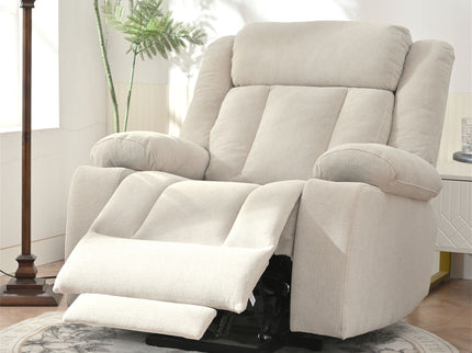 Power Lift Recliner Chair With Extended Footrest, Remote Control, Cup Holders, And Side Pockets