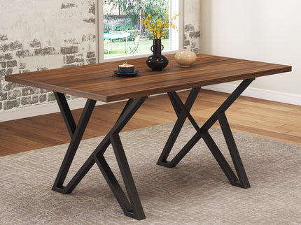Industrial Style Indoor Dining Table With Metal Legs - Walnut / Black