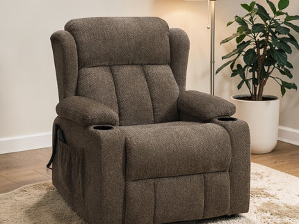 Lusio - Power Motion Recliner With Lift & Cup Holder - Brown