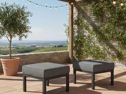 Patio Ottomans With Cushions, All-Weather Footrests (Set of 2)