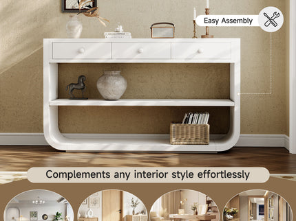 Console Table With 3 Soft Close Drawers & 2 Open Shelves