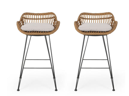 Outdoor Rattan Bar Chair With Metal Legs