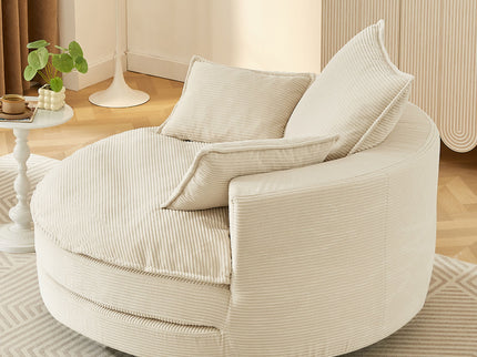 360° Swivel Accent Barrel Chair With Dual Layer Cushion And 3 Removable Pillows