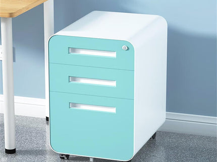 3 Drawer Mobile File Cabinet Under Desk Office, Simple Style Versatile Storage Cabinet For Legal / Letter / A4 Files, 5 Wheel Design Anti-Tilting Cold Rolled Steel Waterproof Moisture-Proof