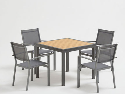 5 Piece Patio Dining Set, Table And Chairs For Outdoor Use - Gray