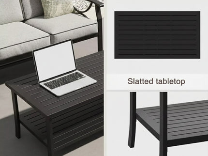 Patio Furniture Set & Coffee Table And Cushions For Backyard
