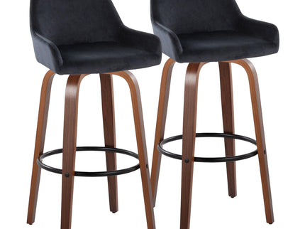 Daniella - Contemporary Fixed Height, Barstool & Swivel And Round Footrest (Set of 2)