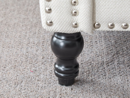 Rolled Arm Sofa With Nailhead Trim With Wooden Legs