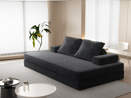 Multifunctional Convertible Sofa Bed With 2 Tumbler Backrests And 2 Pillows, Deep Seat Couch