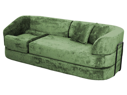 3 Seater Sofa With Built In Pet Bed Nook, Curved Design And 2 Throw Pillows