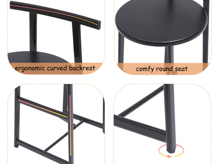 Modern Bar Stools With Backrest For Kitchen (Set of 3)