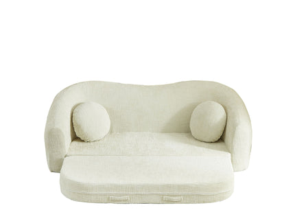 Curved Convertible Sofa, 2 In 1 Frameless Folding Sofa Bed With Pull Out Base And Deep Seat