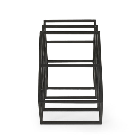 Modern Industrial Tabletop Wine Rack With 7 Bottle Holders - Black