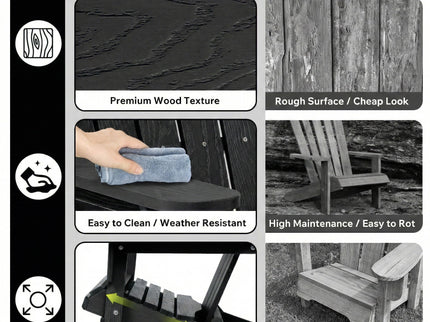 Folding Adirondack Lounge Chair With Embossed Grain Texture