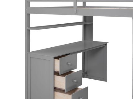 Loft Bed With Drawers, Desk, And Wardrobe