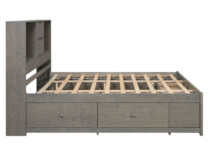 Platform Bed With Storage Headboard And 8 Drawers