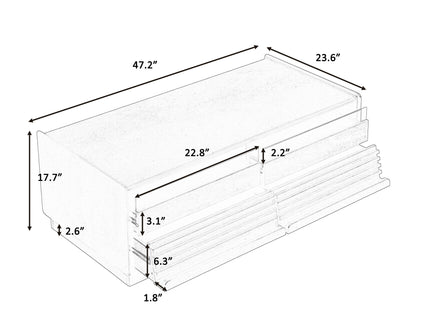 Modern Rectangle Coffee Table With 4 Drawers And 2 Display Shelves