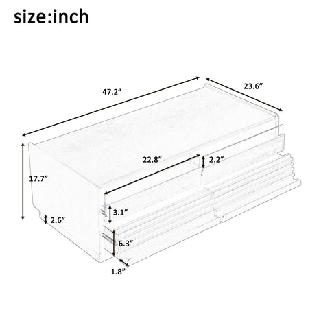 Modern Rectangle Coffee Table With 4 Drawers And 2 Display Shelves