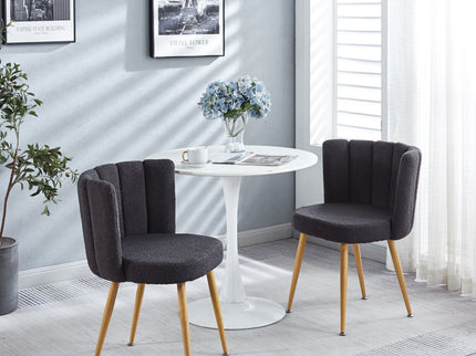 Modern Dining Chair (Set of 2) With Iron Tube Wood Color Legs, Shorthair Cushions And Comfortable Backrest, Suitable For Dining Room, Living Room, Cafe, Simple Structure