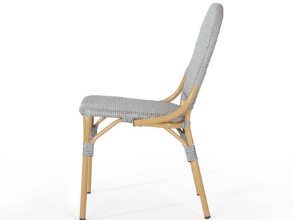 Outdoor Rattan And Aluminum Armless French Bistro Chairs (Set of 2) - Dark Gray