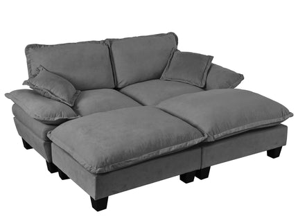 Modular Sectional Sofa With Movable Ottoman & Pillows