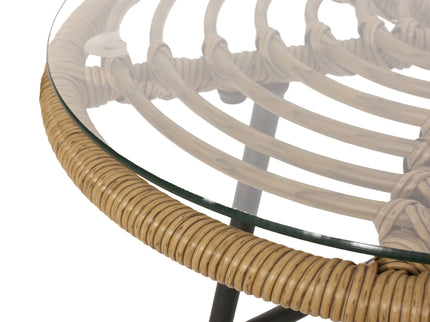 Petrichor - Outdoor Side Table With Tempered Glass And Steel Frame